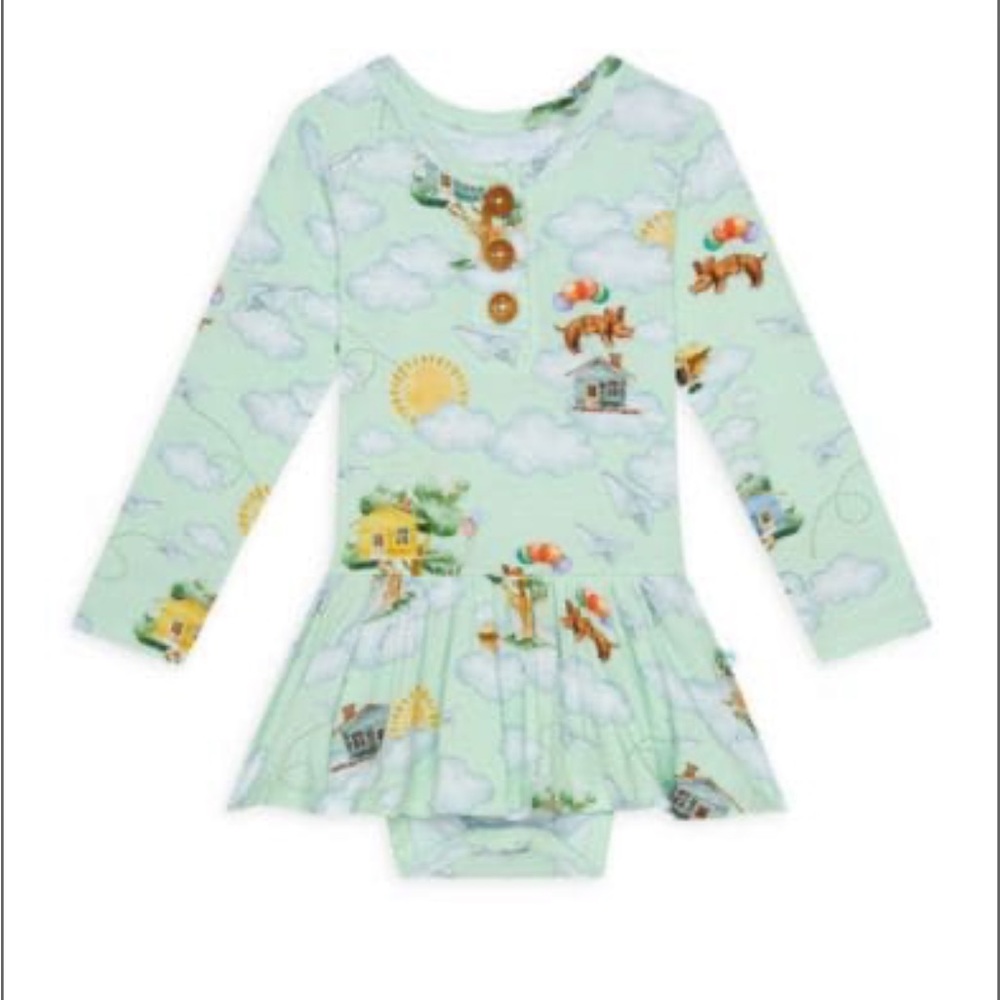 Posh Peanut posh tree house long sleeve Henley twirl dress NWT 12-18 months
